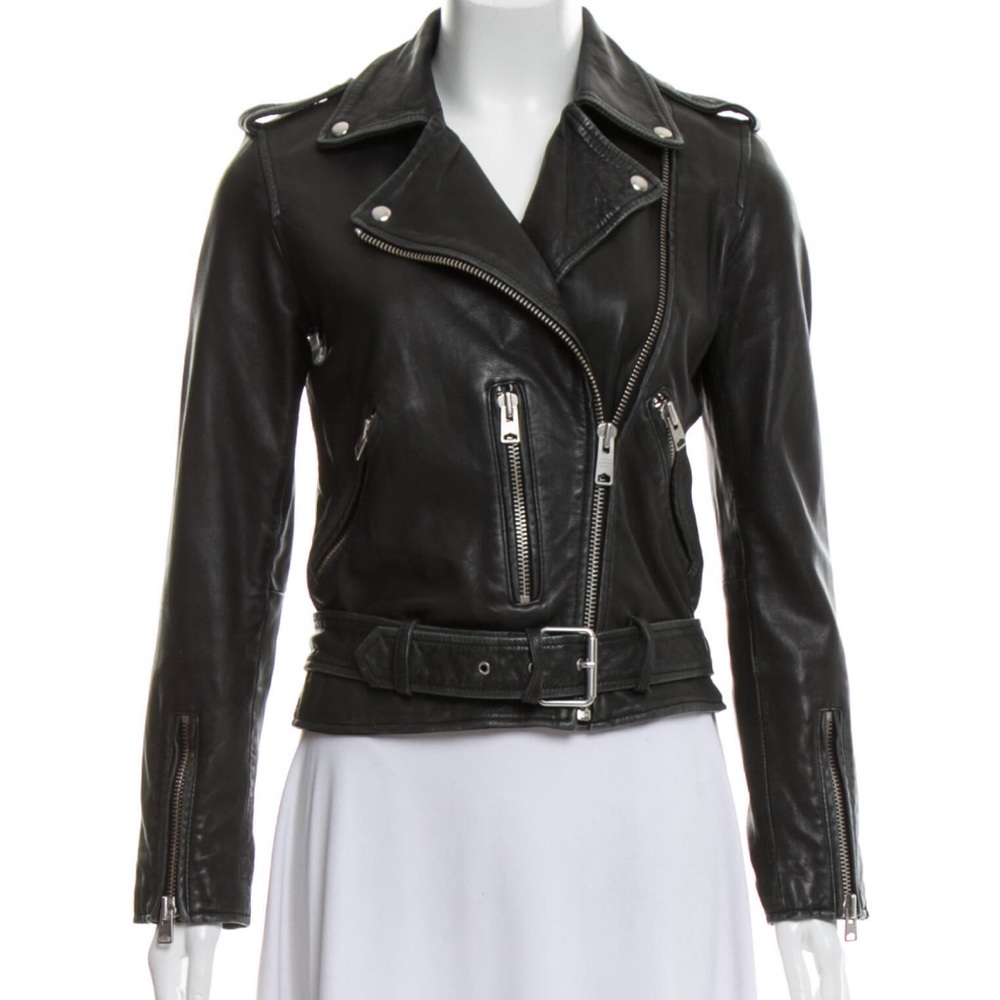 Allsaints Balfern Leather Biker Jacket in Black size small, US 4